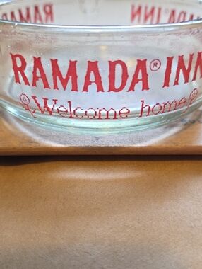 Red Glass Ashtray - Branded Hotel Collectible
